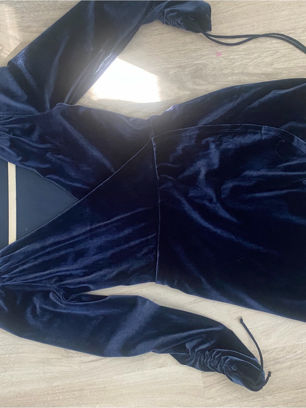 Urban Outfitters Navy Velvet Wrap-Style Romper XS